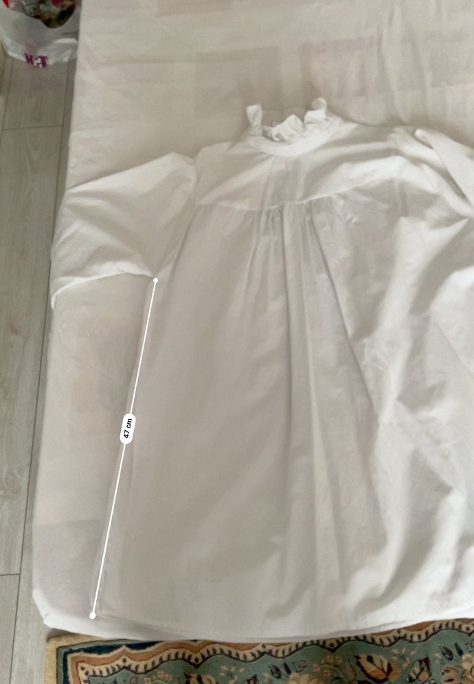 Beyaz Fırfırlı Yüksek Yakalı Kadın Gömlek - Görsel 4