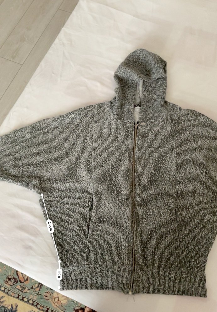 Gri Örgü Kapüşonlu Kadın Kısa Ceket - Görsel 5