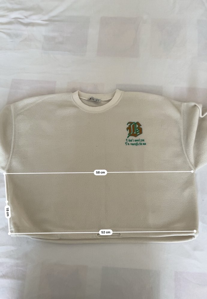 Beyaz Baskılı Kadın Sweatshirt - Görsel 4