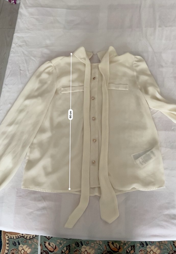 Uzun Kollu Beyaz transparan Bluz - Görsel 4