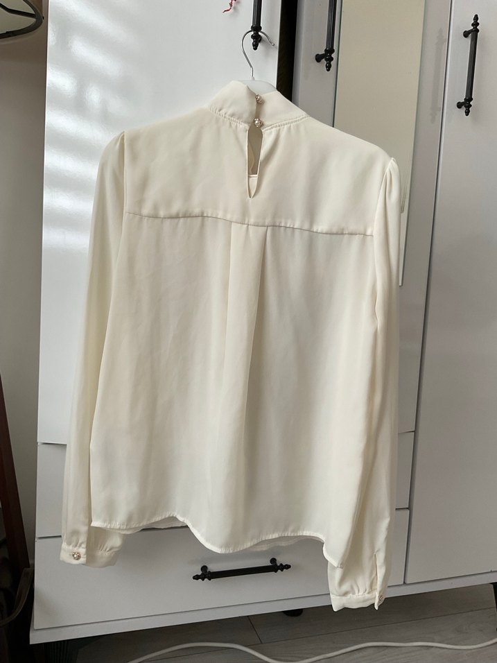 Uzun Kollu Beyaz transparan Bluz - Görsel 2