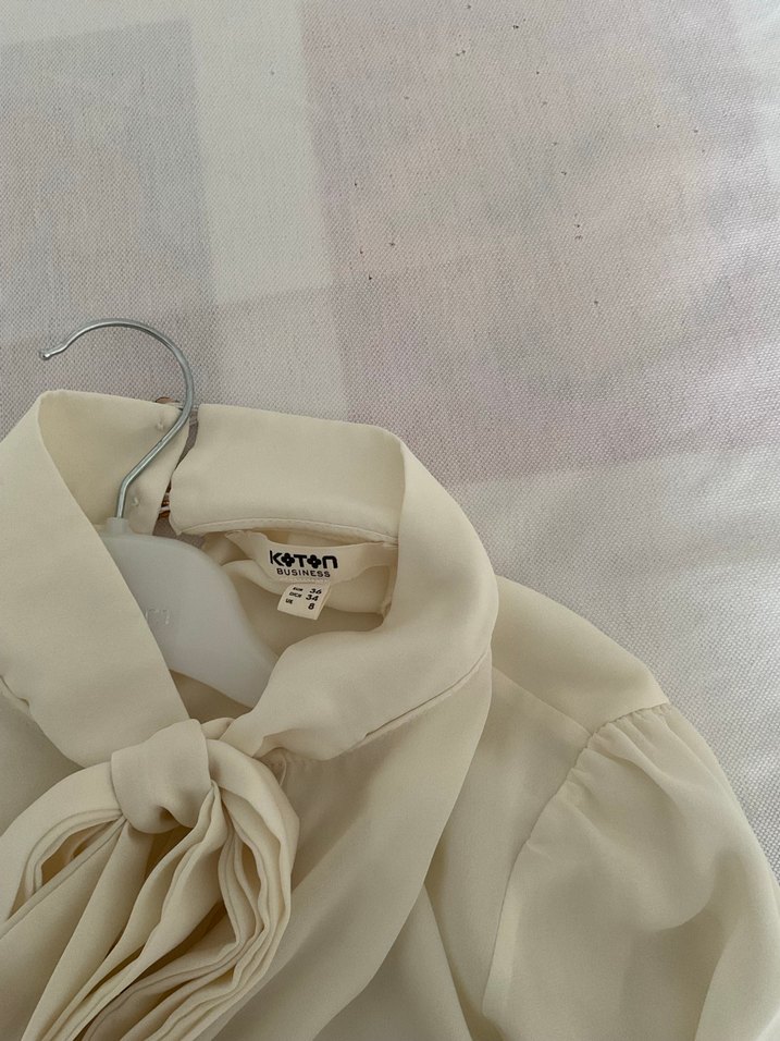 Uzun Kollu Beyaz transparan Bluz - Görsel 3