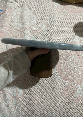 yuvarlak mermer gri sunumluk - Görsel 2