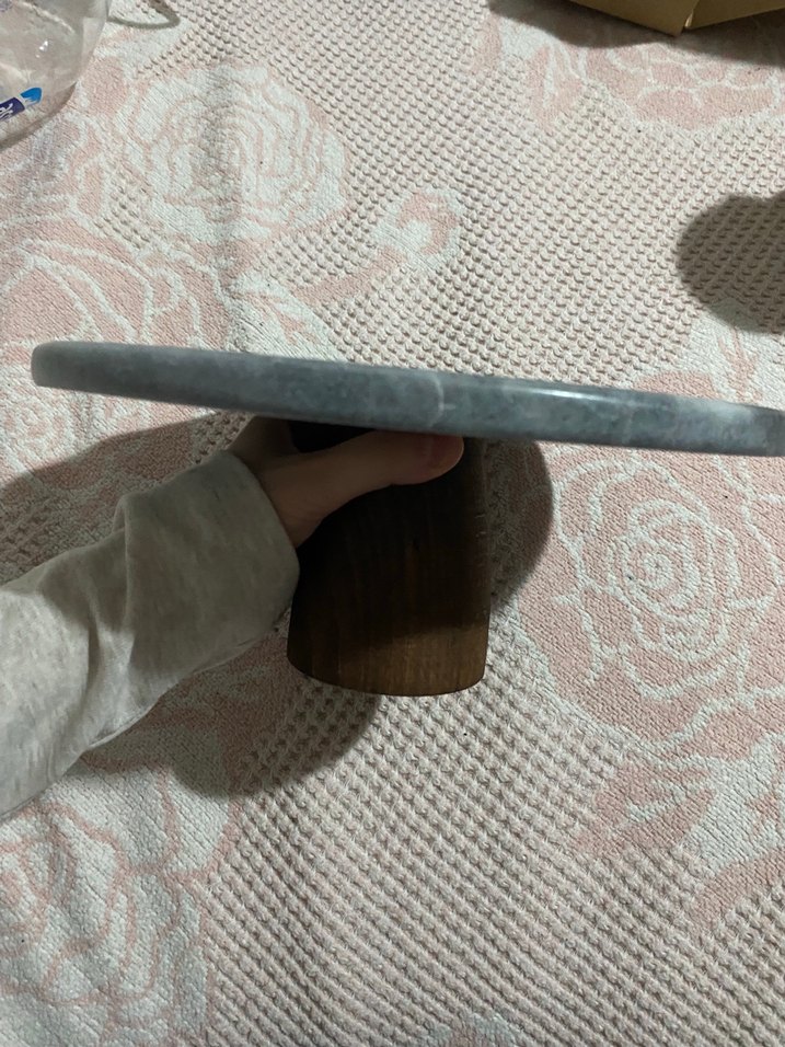 yuvarlak mermer gri sunumluk - Görsel 2