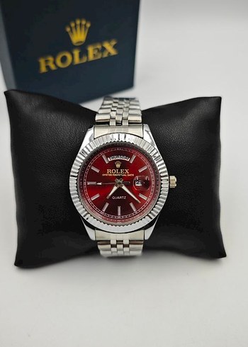 Rolex Klasik Modern Erkek Kol Saati Kırmızı