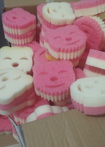 Renkli Pembe Yüz İfadeli Temizlik Süngeri