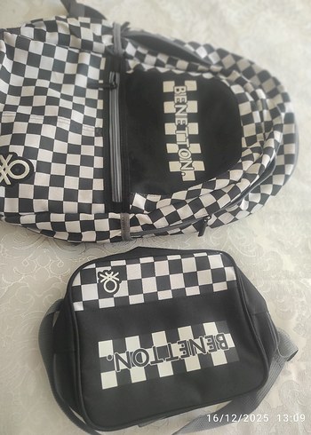 Kadın Siyah Beyaz Kareli Sırt Çantası beslenme çantası - Görsel 2