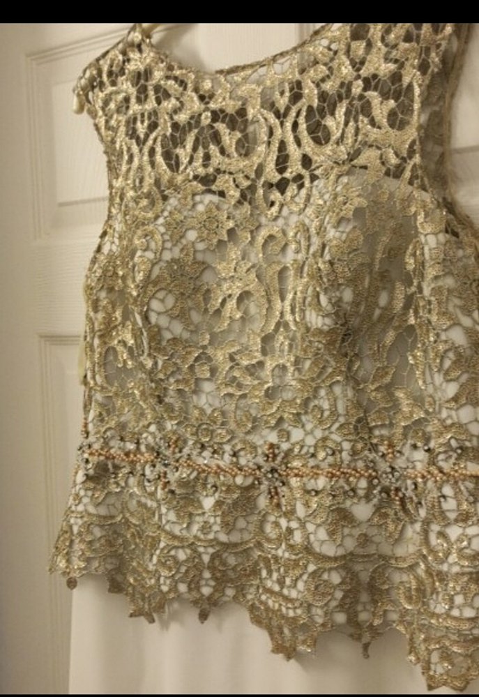 Altın İşlemeli Dantel Detaylı Uzun Elbise - Görsel 2