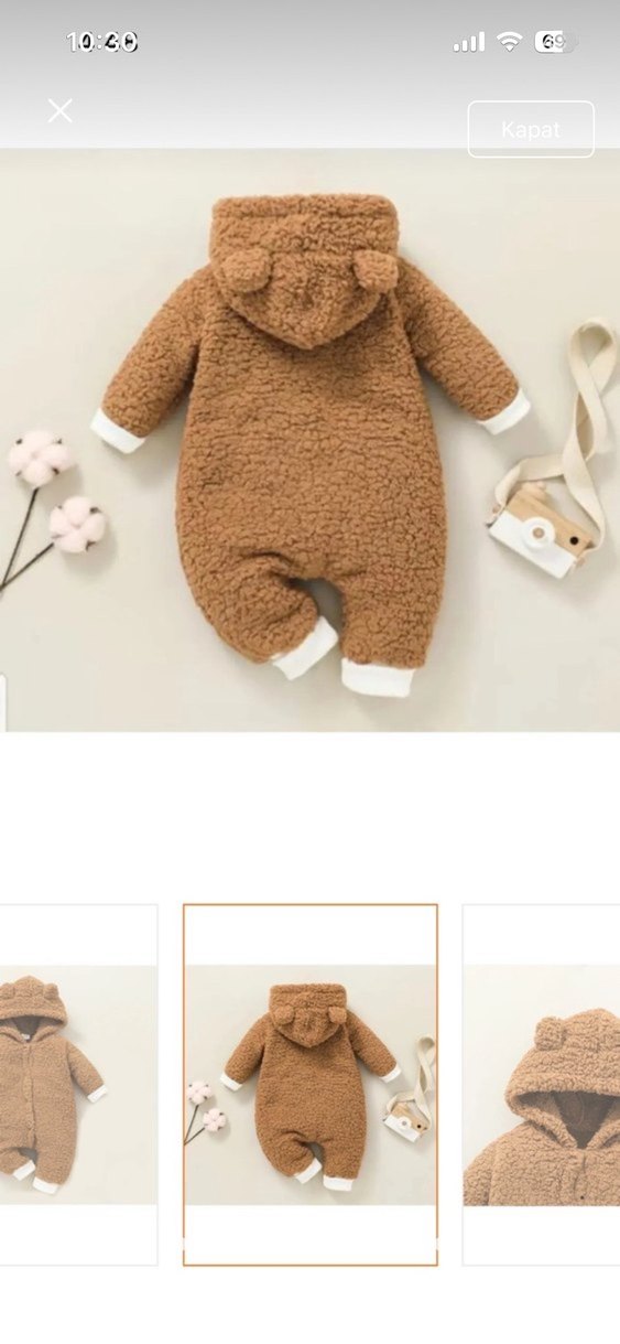 Kahverengi Kürklü Bebek Tulumu - Görsel 4