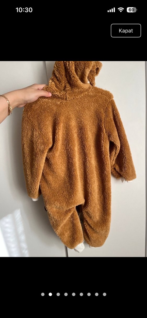 Kahverengi Kürklü Bebek Tulumu - Görsel 3