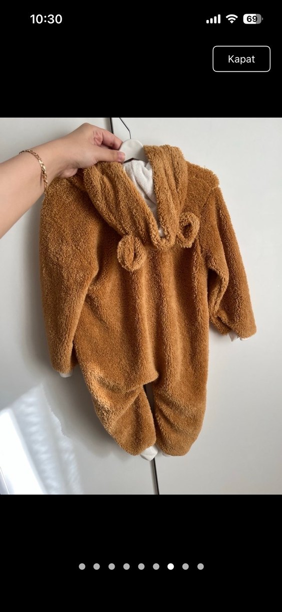 Kahverengi Kürklü Bebek Tulumu - Görsel 2