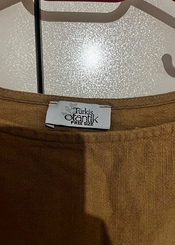 universal Beden Kahverengi Keten Kadın Tişört