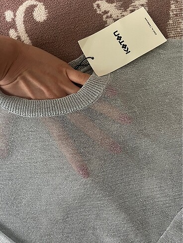 Vintage simli metalik transparan bluz