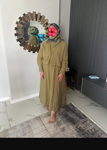 46 Beden haki Renk Haki Uzun Ceket li elbise takım 46 beden