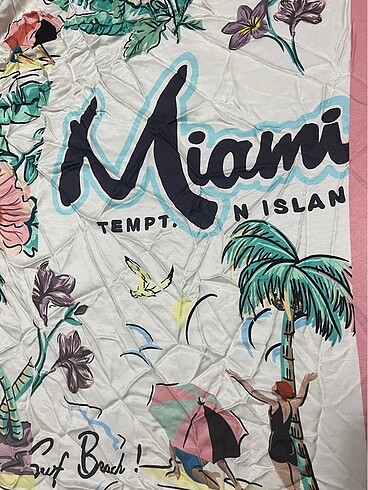 m Beden Saten miami desenli yazlık kumaş
