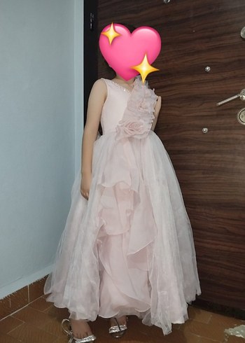 Pudra Pembe Fırfırlı abiye