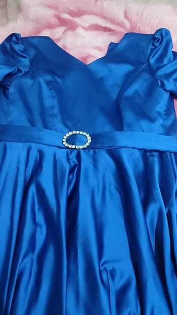 Diz altı Saks mavisi abiye  - Görsel 4