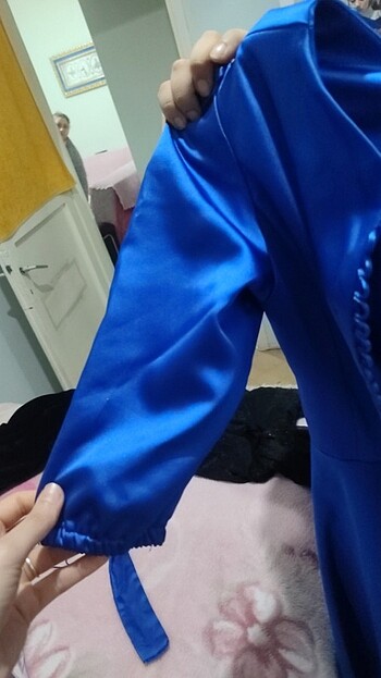 Diz altı Saks mavisi abiye  - Görsel 6