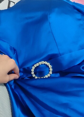 Diz altı Saks mavisi abiye  - Görsel 7