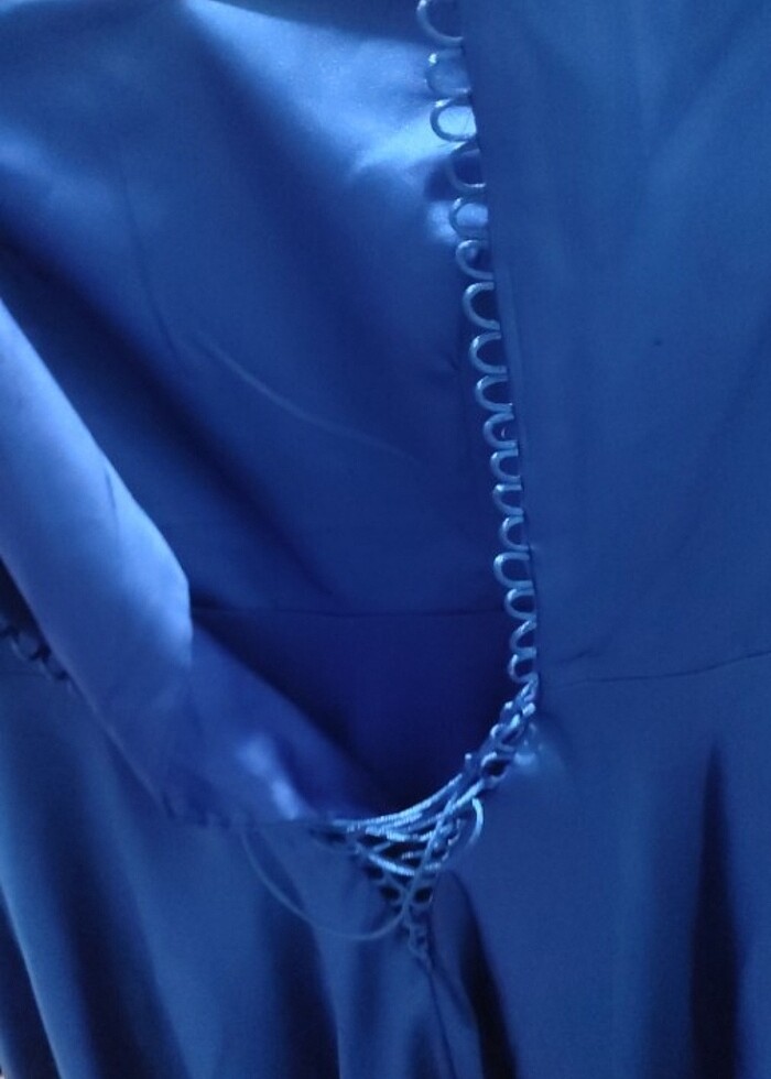 Diz altı Saks mavisi abiye  - Görsel 5