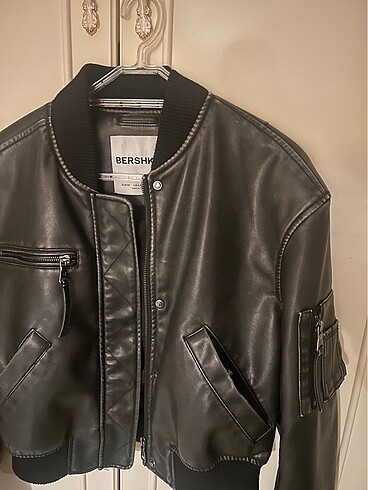 Bershka bershka haki renkli deri bomber ceket