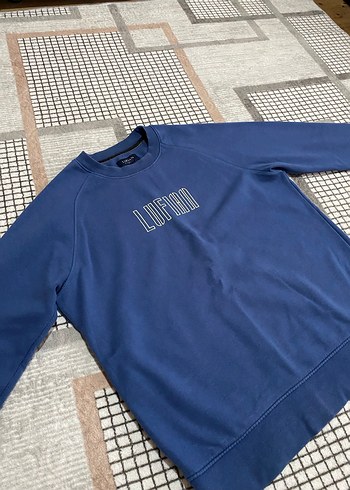 Lufian mavi bisiklet yaka sweatshirt - Görsel 3