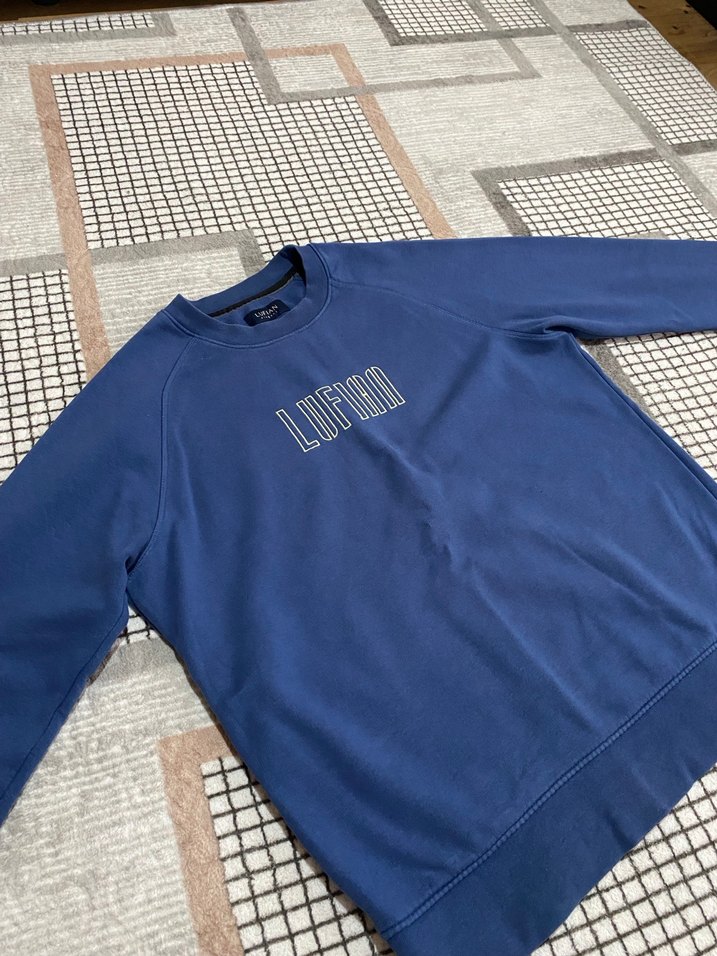 Lufian mavi bisiklet yaka sweatshirt - Görsel 3