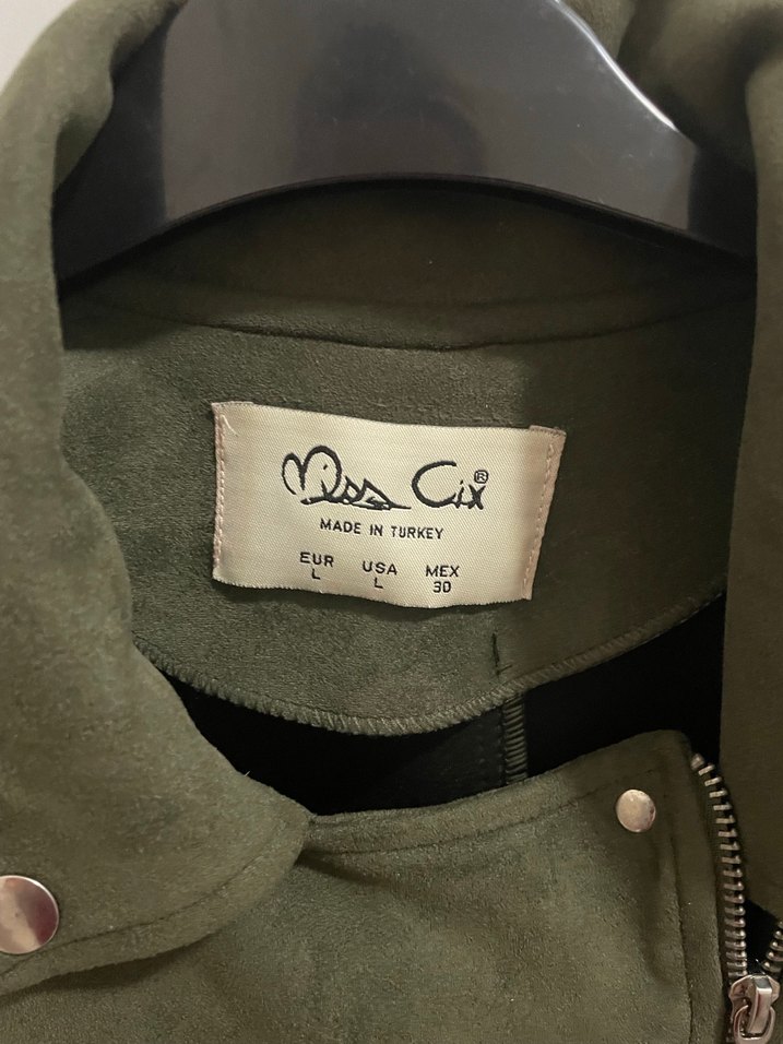 Haki Süet Kemerli Biker Ceket - Görsel 2
