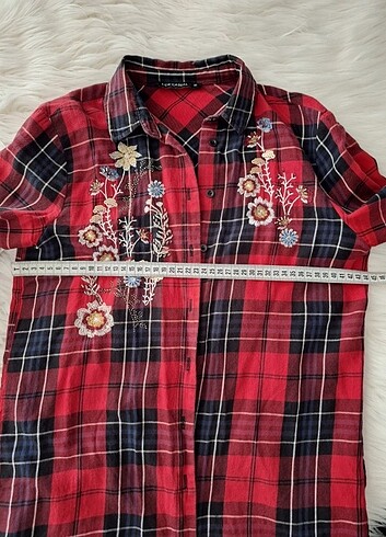 xs Beden bordo Renk İşlemeli Kadın Gömlek