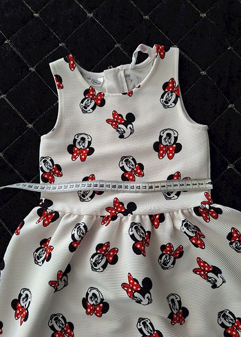 5 Yaş Beden beyaz Renk Kız Çocuk Beyaz Mickey Mouse Elbise