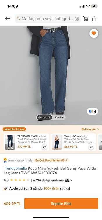 34 Beden lacivert Renk Jean pantolon