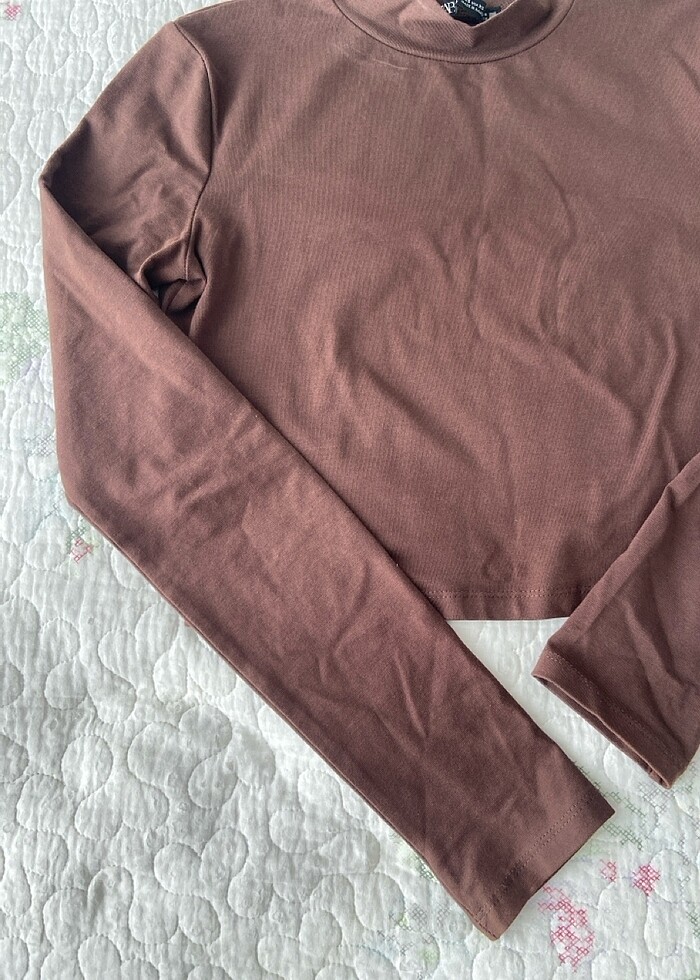 Crop uzun kollu tişört - Görsel 3