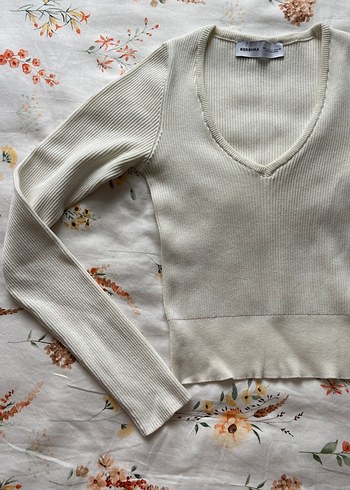 Krem V Yaka Kadın Kazak - Görsel 3