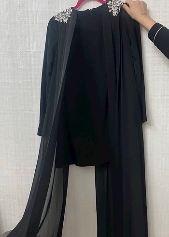 Senna tesettür giyimden Uzun Siyah Drapeli Kadın alt üst takım - Görsel 3
