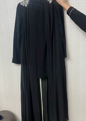Senna tesettür giyimden Uzun Siyah Drapeli Kadın alt üst takım - Görsel 2