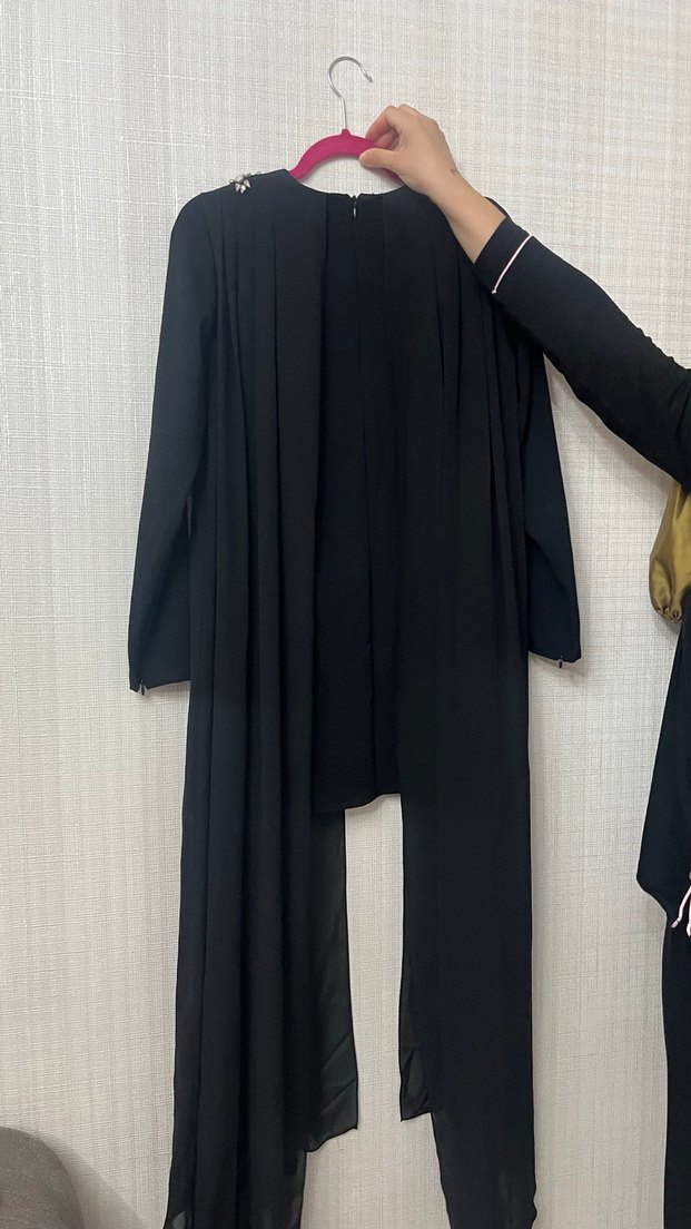 Senna tesettür giyimden Uzun Siyah Drapeli Kadın alt üst takım - Görsel 4