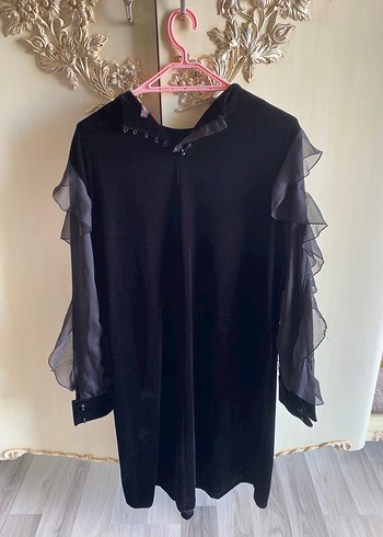 Fırfırlı Siyah midi boy tunik - Görsel 2