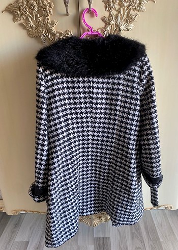 Kürk Detaylı Uzun Kadın Gri Kaban - Görsel 2