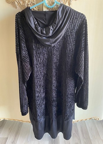 Siyah Oversize Kadın Triko Sweatshirt - Görsel 3