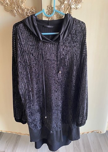 Siyah Oversize Kadın Triko Sweatshirt - Görsel 2