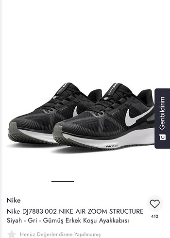 39 Beden siyah Renk Nike Air Zoom Structure Siyah Kadın Koşu Ayakkabısı