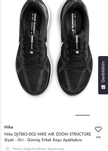 39 Beden Nike Air Zoom Structure Siyah Kadın Koşu Ayakkabısı