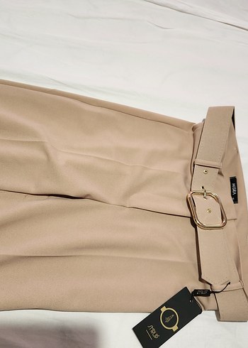 Zara Drapeli Bej Kadın Kumaş Pantolon