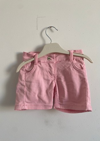 Düğmeli Pembe Kız Şortu