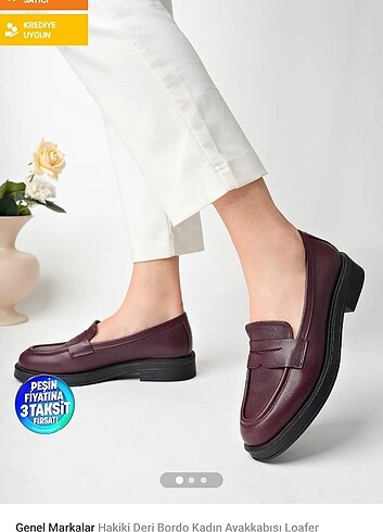 39 Beden Hakiki deri bordo loafer