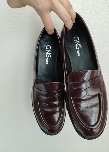 39 Beden bordo Renk Hakiki deri bordo loafer