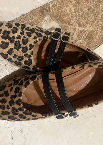 Diğer Kürk Detaylı Leopar Desenli Babet