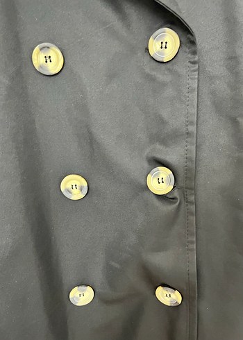 Kadın Siyah Uzun Kemerli Trençkot - Görsel 5