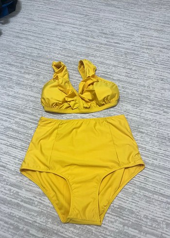 Fırfırlı Yüksek Bel Sarı Bikini - Görsel 2
