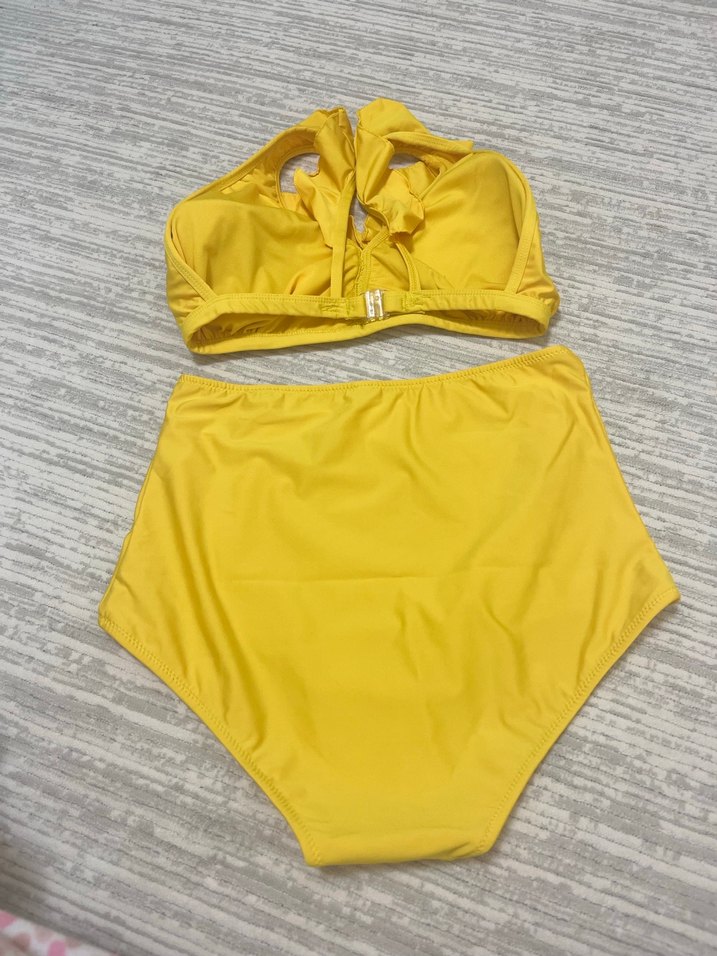 Fırfırlı Yüksek Bel Sarı Bikini - Görsel 3